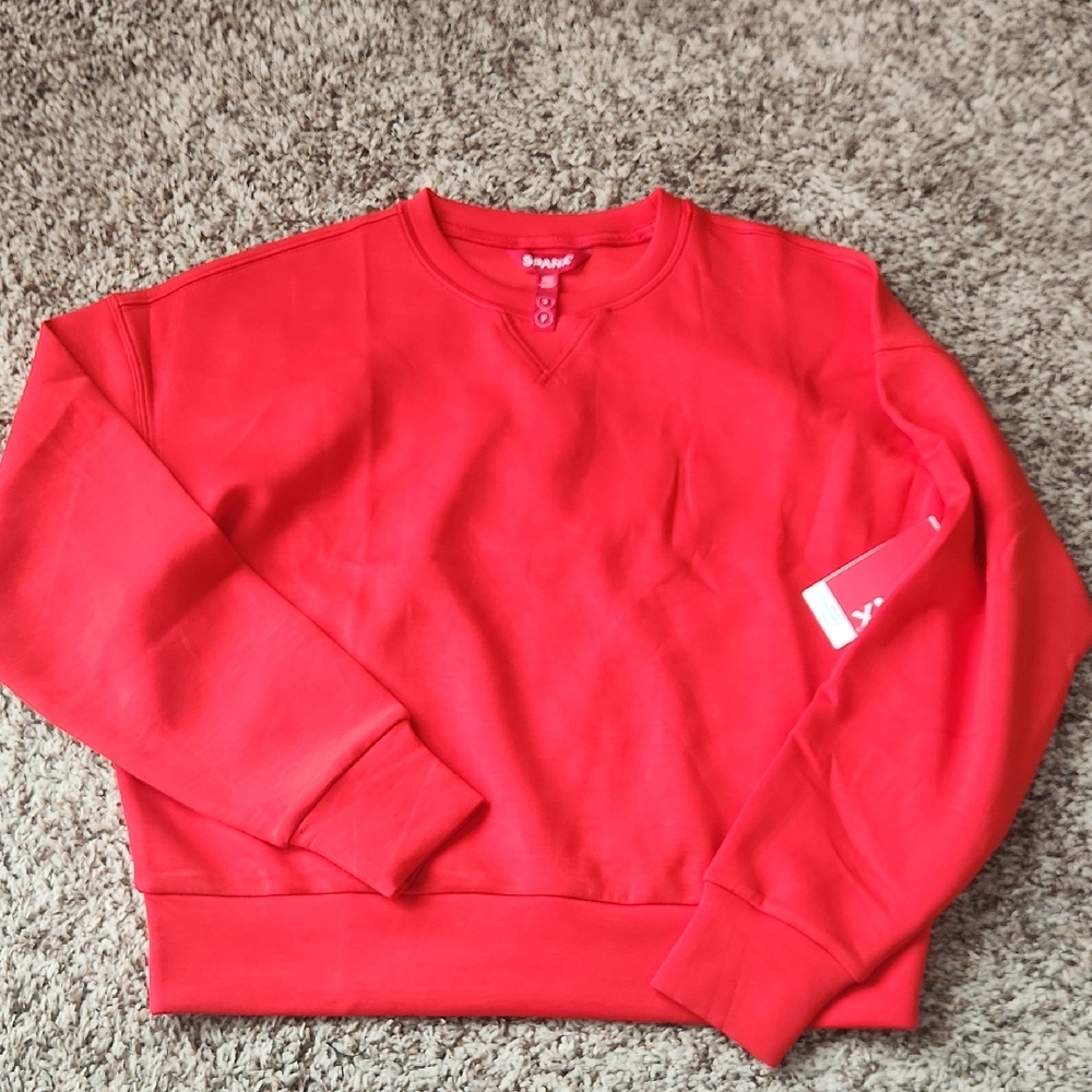 NWT Spanx Airessentials Crewneck Womens Sweatshirt Red Small